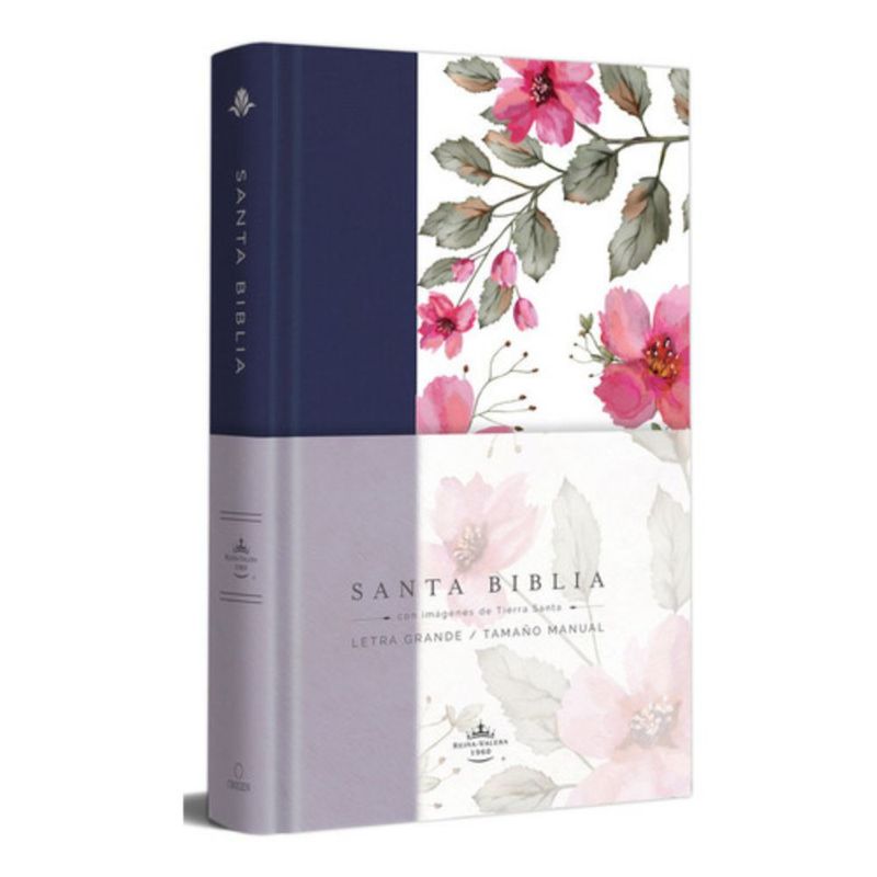 ORIGEN - Biblia Rvr60 - Tapa Dura - Tela Azul Con Flores