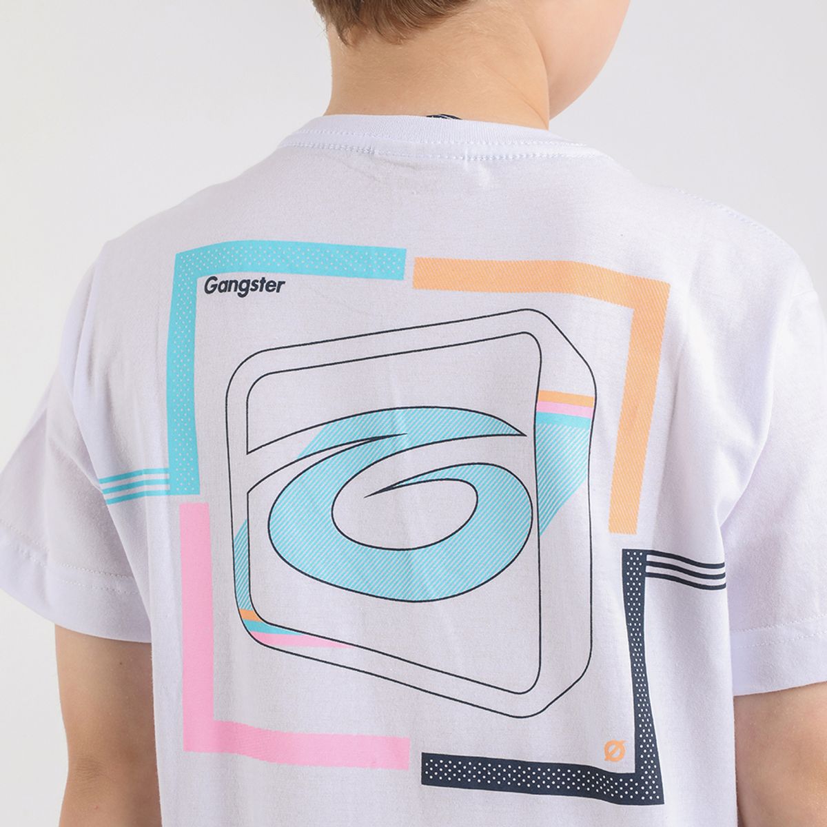 GANGSTER - Niño Polera Mc Básica Square Blanco Gangster