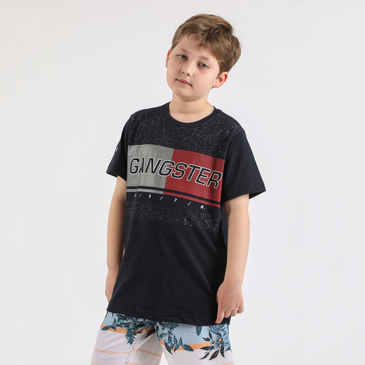 GANGSTER - Niño Polera Mc Básica Tomy Azul Gangster