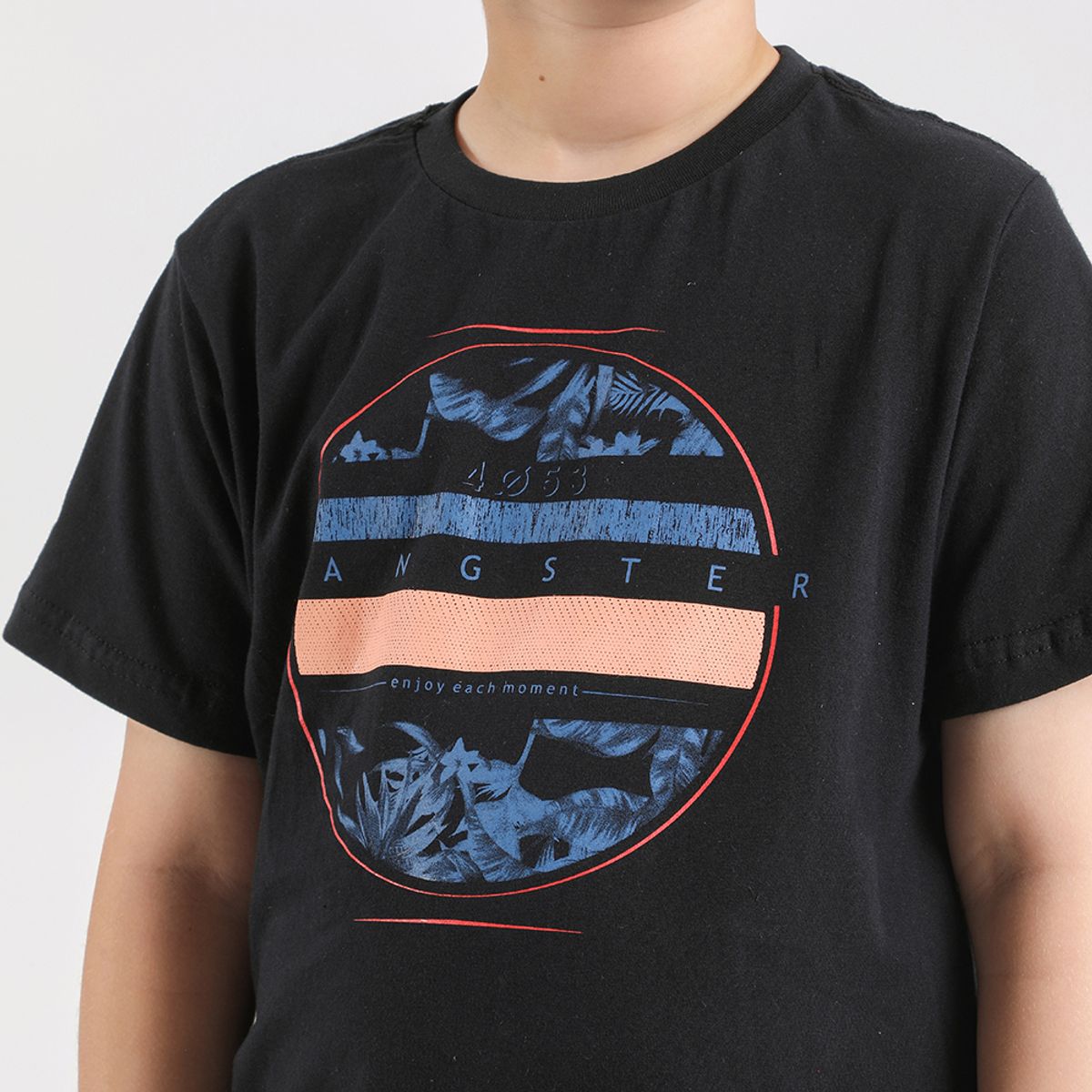 GANGSTER - Niño Polera Mc Básica Iron Negro Gangster