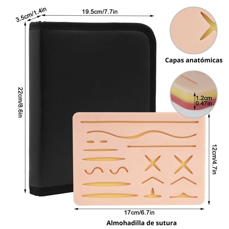 GENERICO - Kit De Sutura Profesional Piel  Tijeras  Pinzas  Suturas