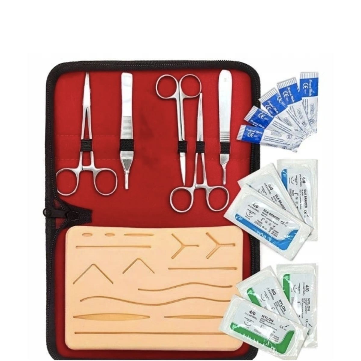 GENERICO - Kit De Sutura Profesional Piel  Tijeras  Pinzas  Suturas