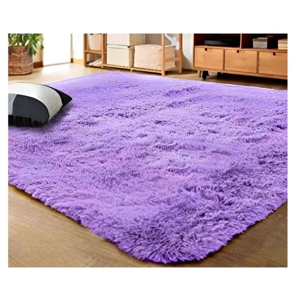GENERICO - Alfombra Peluda Para Living Lila 180x200cm