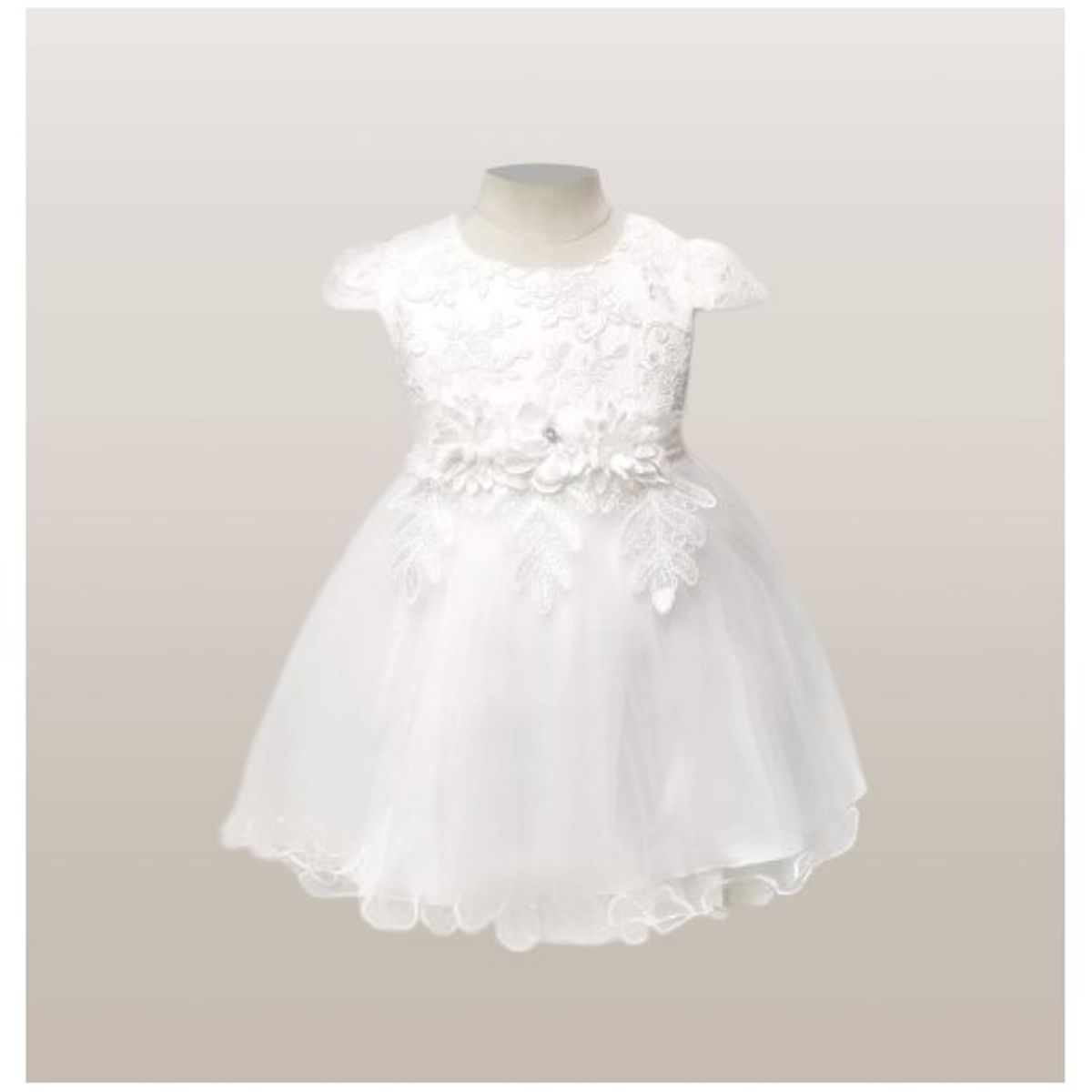 COMPRAPO - Vestido Bautizo Fiesta Bebé y niña Modelo Trinidad Color Blanco