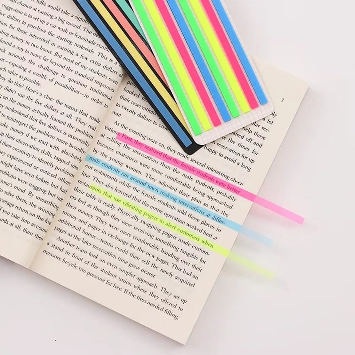 GENERICO - 2 Notas adhesivas transparentes destacador texto Strips