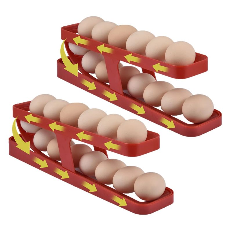 GENERICO - X2 Huevera Organizador De Huevos Para Refrigerador Rodante