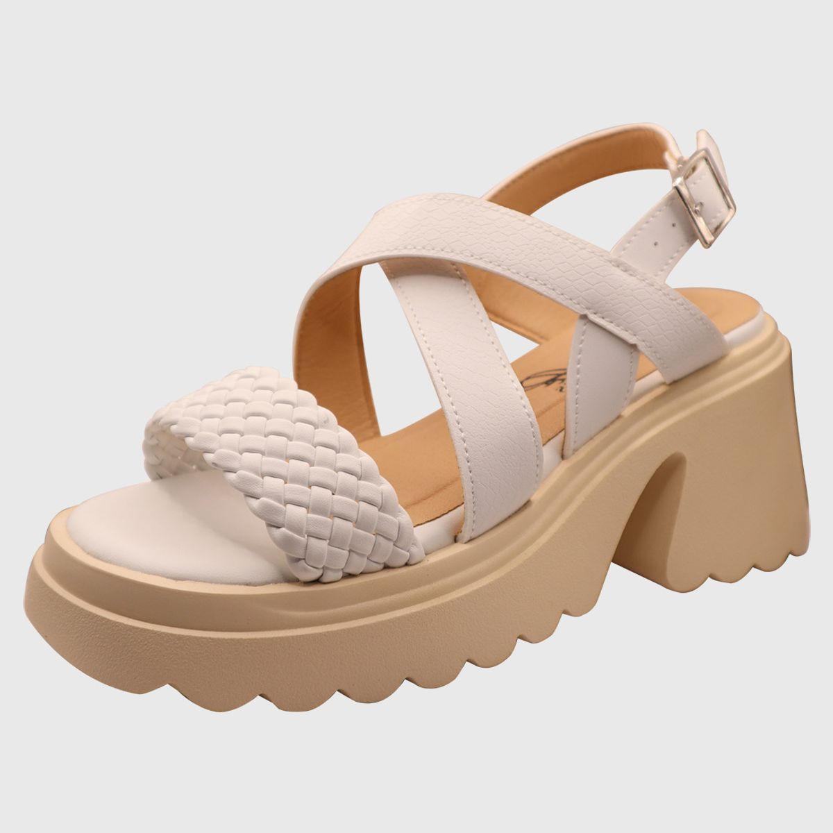 DINASTELLA - Sandalia de Mujer con Plataforma Comodas y Elegantes Blanco Danicolle