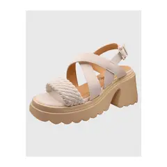 DINASTELLA - Sandalia de Mujer con Plataforma Comodas y Elegantes Blanco Danicolle