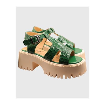 Imagen 2 del producto Sandalias de Mujer con Plataforma Hebilla de Charol Verde Danicolle