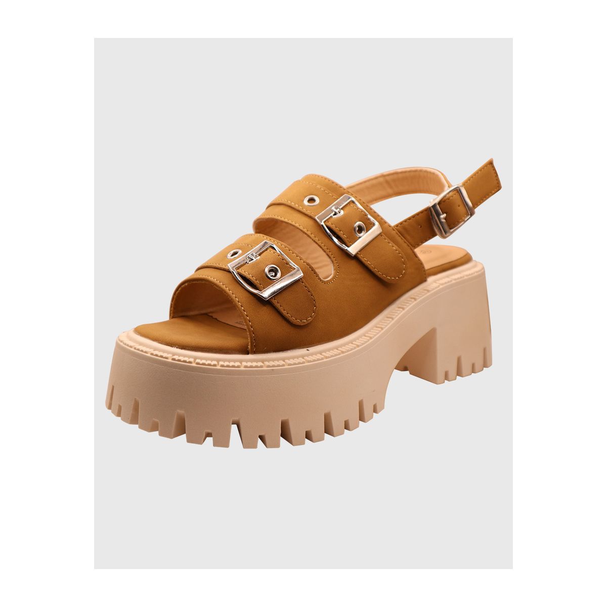 DINASTELLA - Sandalias de Mujer con Plataforma Triple Hebilla Cafe Danicolle