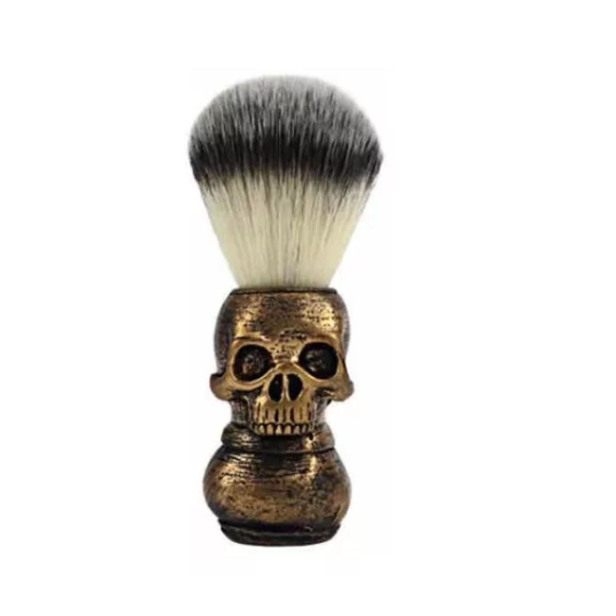 GENERICO - Hisopo o Brocha De Afeitar Calavera Barbería Barba Barbero Dorado.
