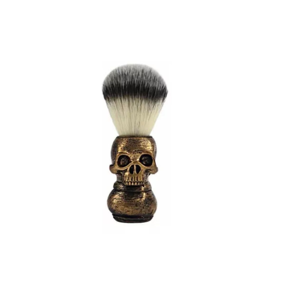 GENERICO - Hisopo o Brocha De Afeitar Calavera Barbería Barba Barbero Dorado.