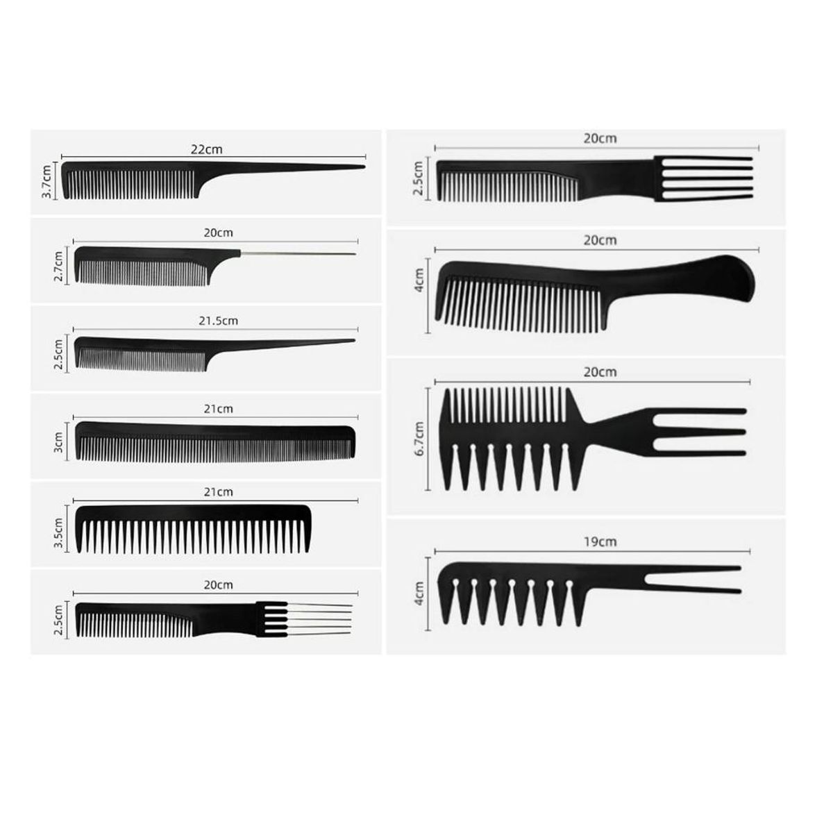 GENERICO - Set de 10 Peines de Peinado Para Peluquería Profesional