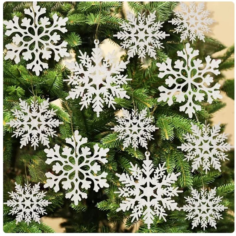 GENERICO - Set 6 copos de nieve Decoraciones Árbol de Navidad Plateado 17x18cm