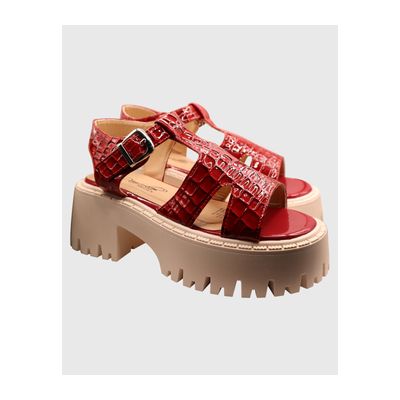 Imagen 2 del producto Sandalias de Mujer con Plataforma Hebilla de Charol Rojo Danicolle
