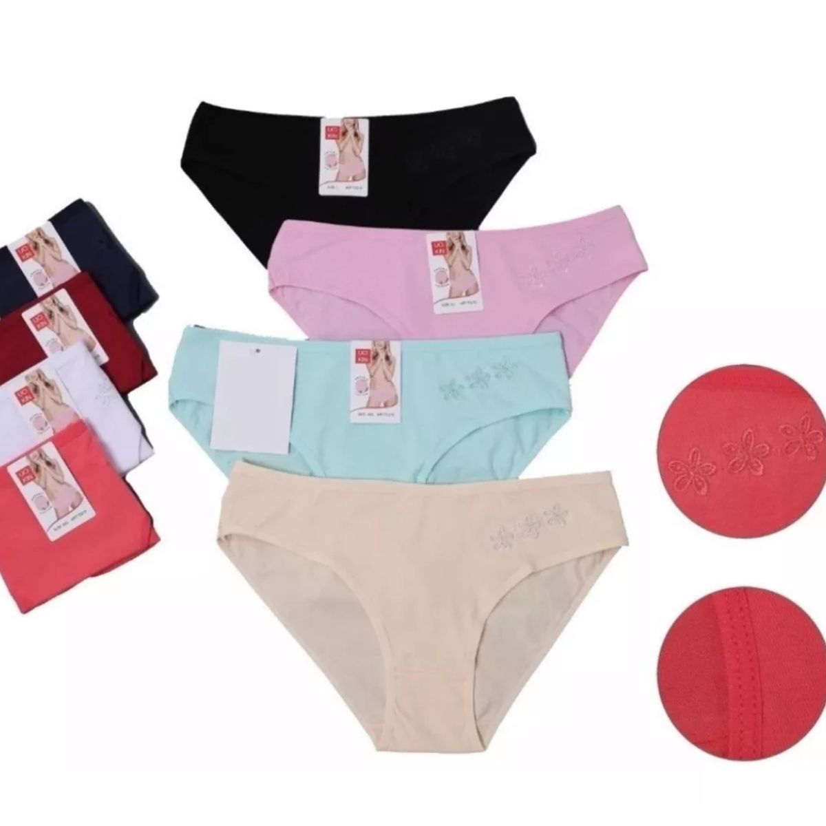 ANNI STAR - Pack 12 Calzones De Algodón De Mujer Lola Cintura Baja