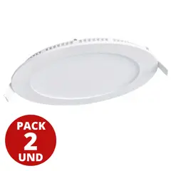 GENERICO - Panel Led Eco Embutido Redondo 18w Want Pack 2 Unidades LUZ CALIDA