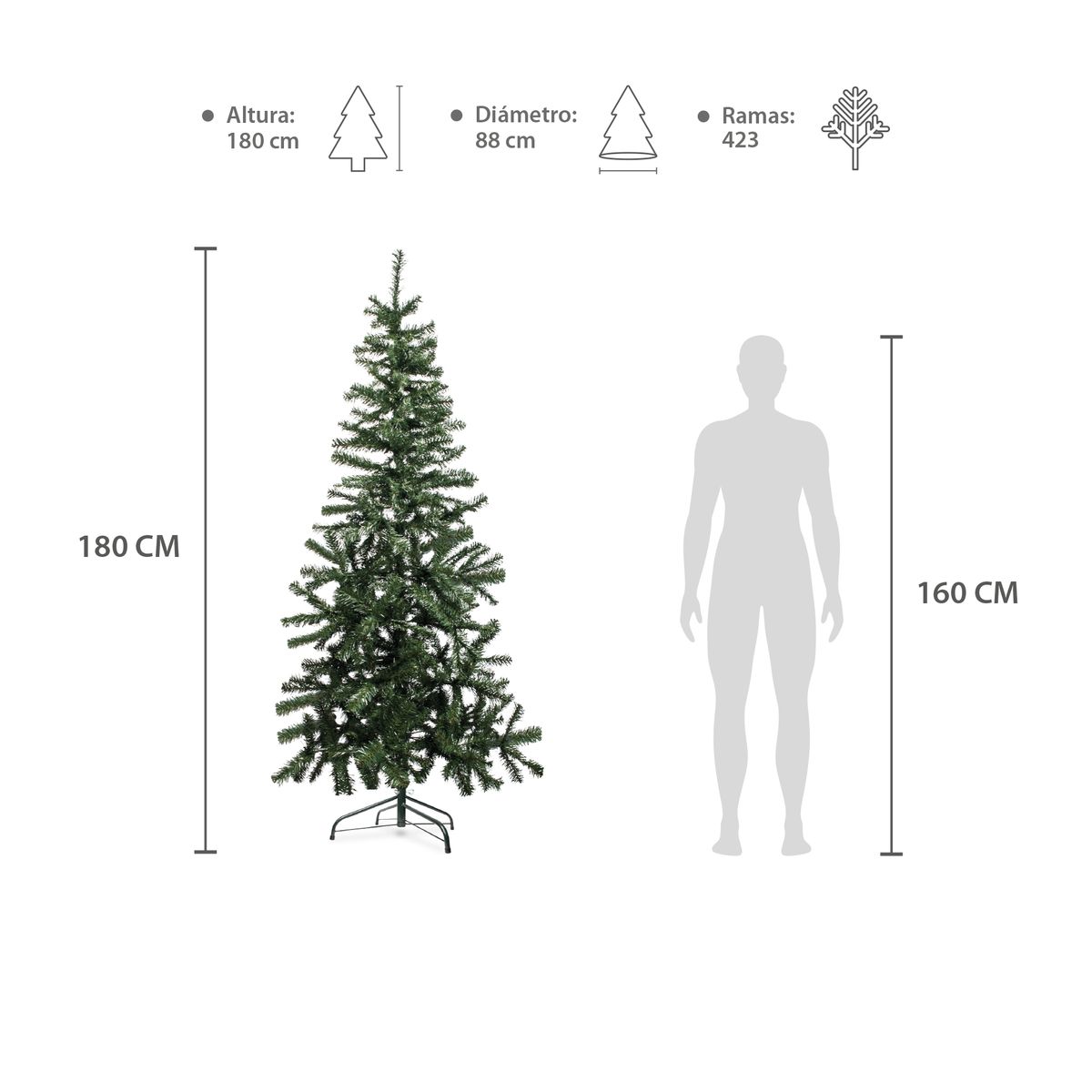 PALERMO - ARBOL NAVIDAD 180 CM COLORV VERDE-