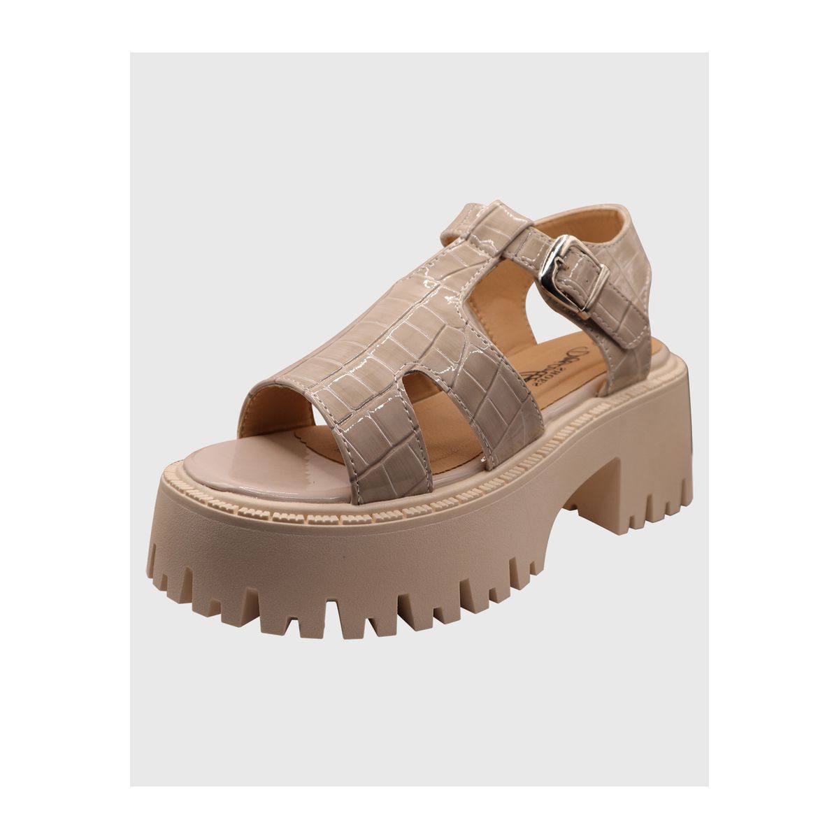 DINASTELLA - Sandalias de Mujer con Plataforma Hebilla de Charol Cafe Danicolle