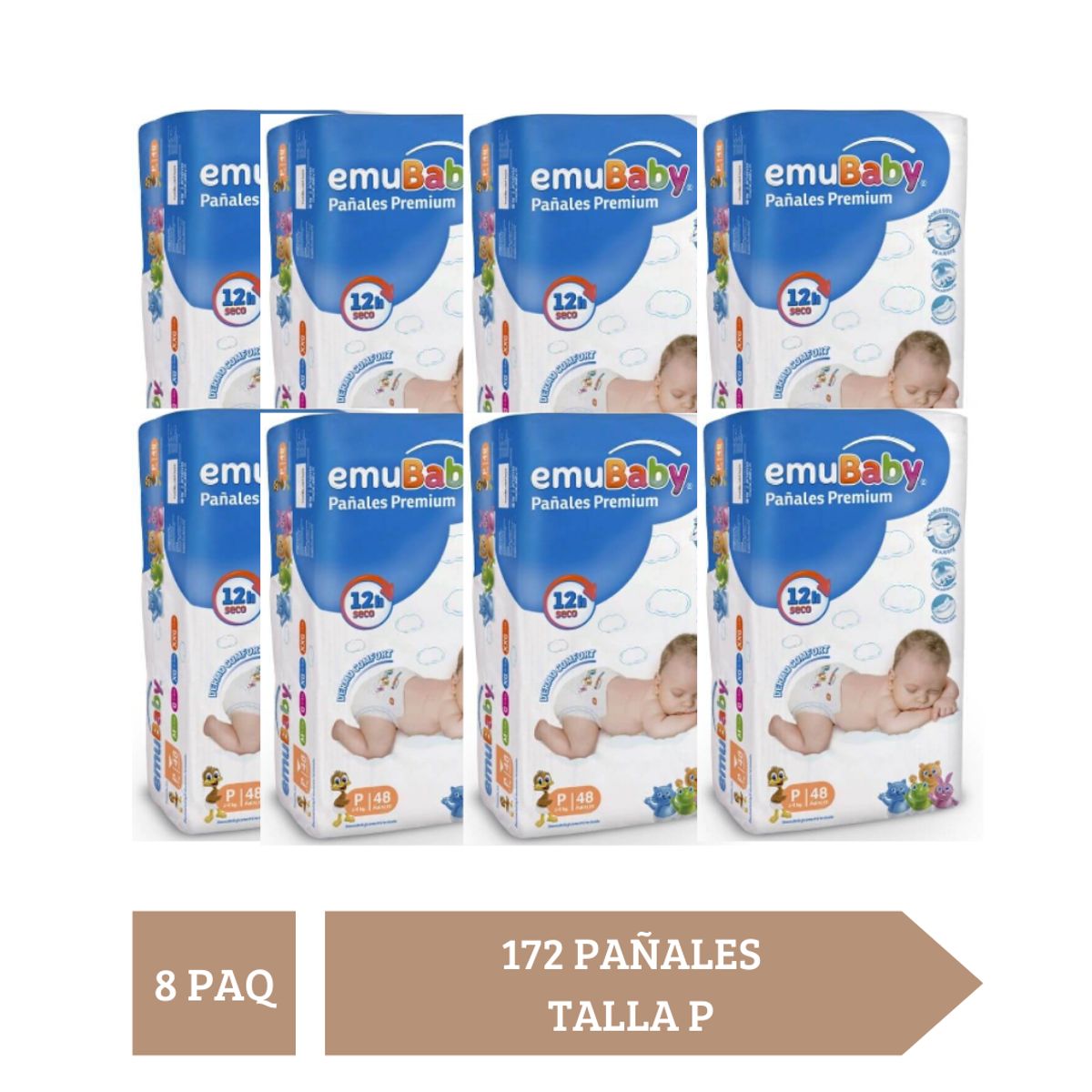 EMUBABY - Emubaby Premium P X8 Paquetes 176 pañales