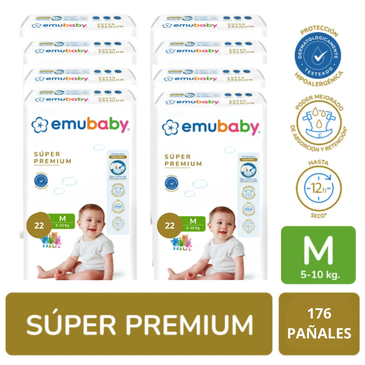 EMUBABY - Emubaby Premium M x8 176 pañales