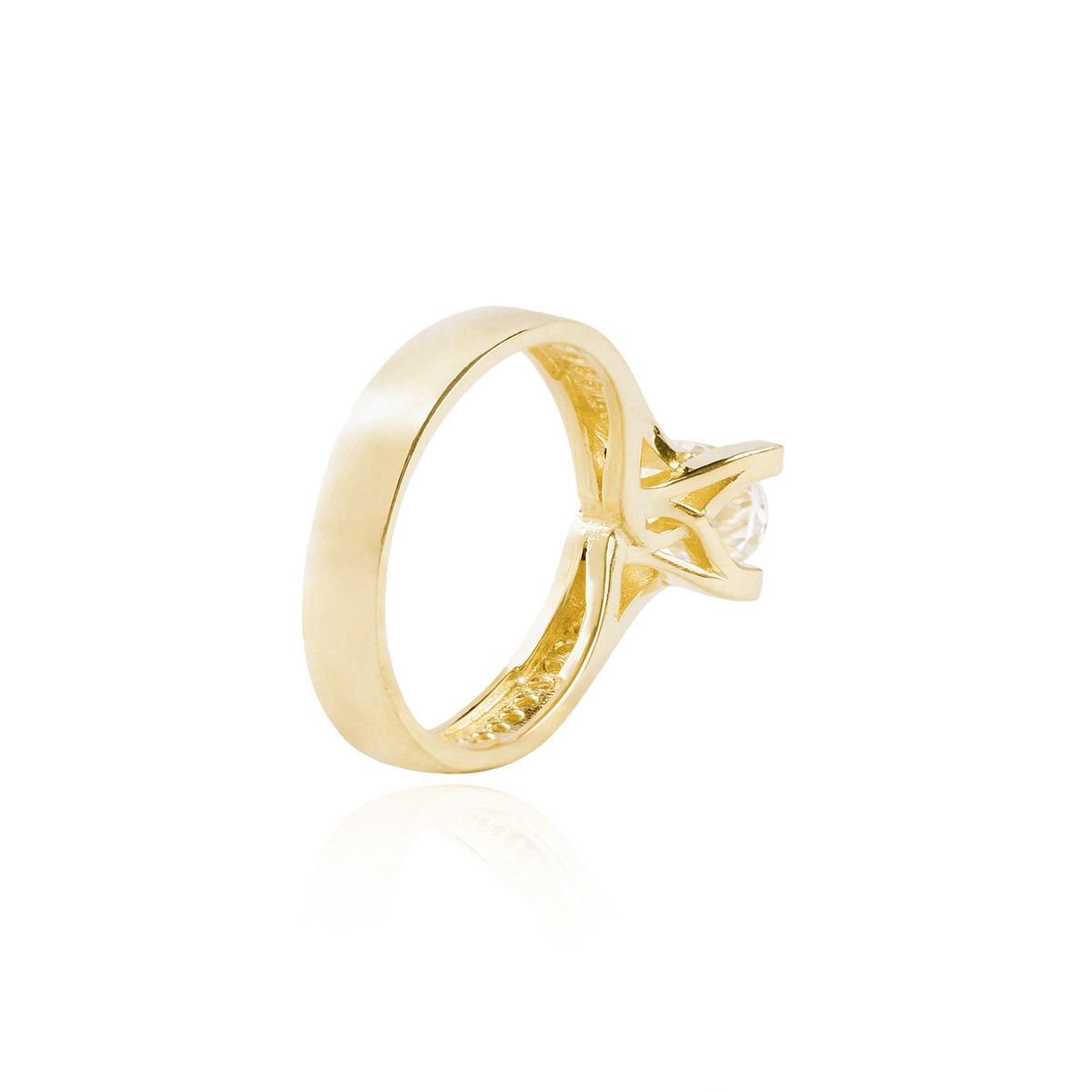 JB JOYAS BARON - Anillo Compromiso de Oro 18Kt Solitario 6mm Circón 1/2 cintillo