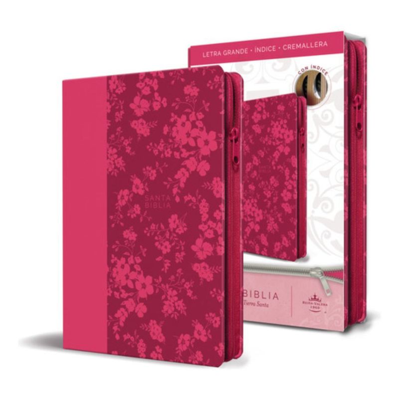 PENGUIN - Biblia Rvr60 - Imitación Piel - Fucsia Con Flores Y Cierre