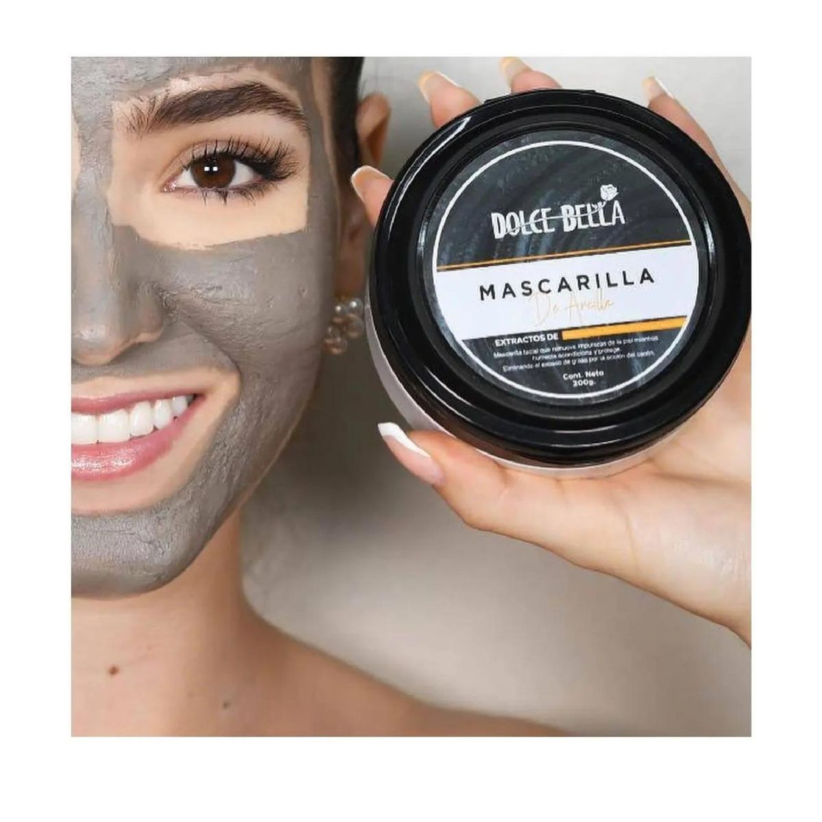 DOLCE BELLA - Mascarilla facial de arcilla removedora de impurezas.