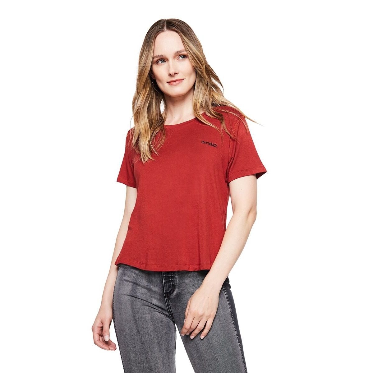 AMALIA JEANS - Polera Mujer Básica 4373 Terracota Amalia Jeans