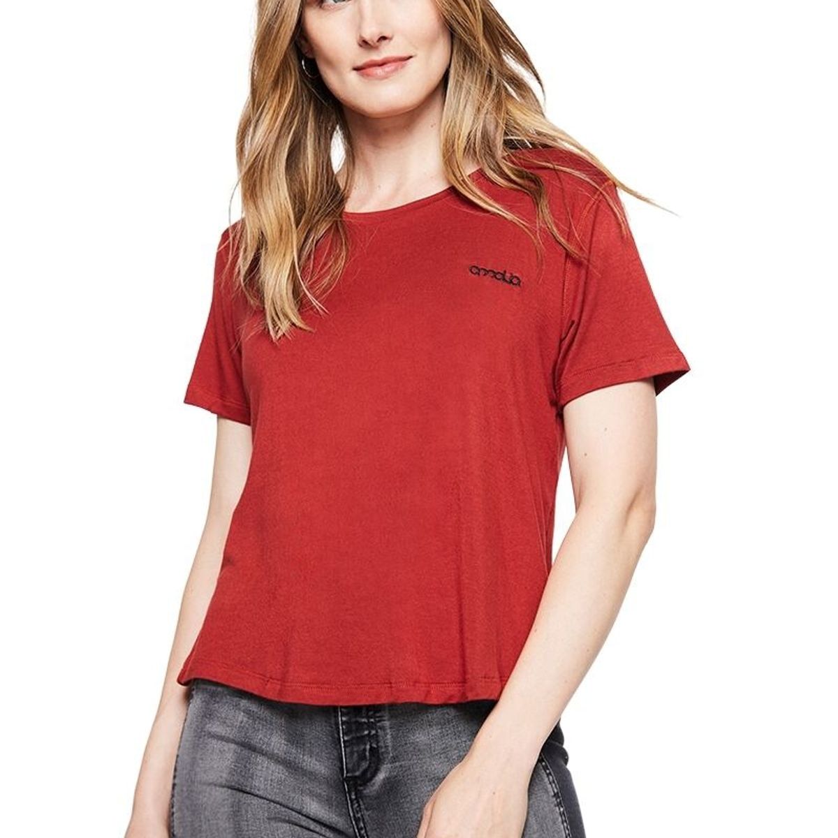 AMALIA JEANS - Polera Mujer Básica 4373 Terracota Amalia Jeans