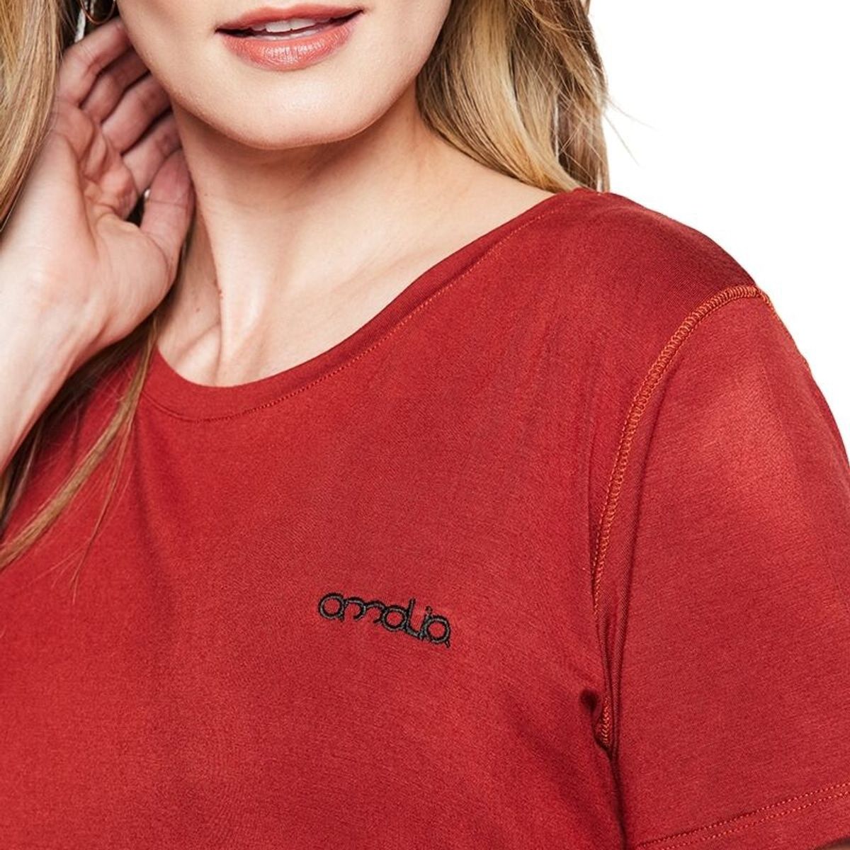 AMALIA JEANS - Polera Mujer Básica 4373 Terracota Amalia Jeans