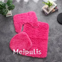 GENERICO - Juego de baño 3 piezas / Set de Baño Peludo Fucsia