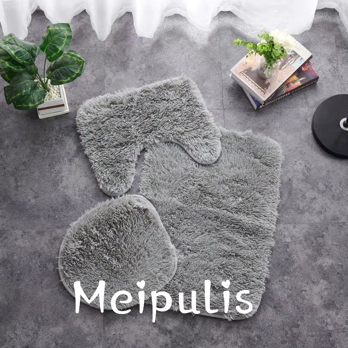 GENERICO - Juego de baño 3 piezas / Set de Baño Peludo Gris