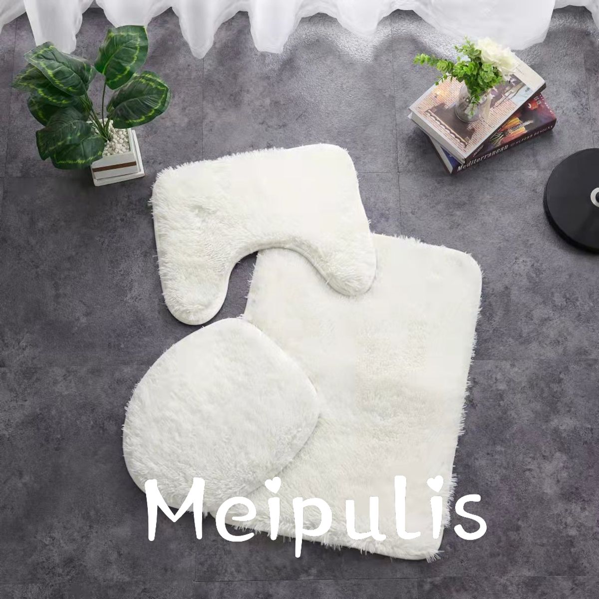 GENERICO - Juego de baño 3 piezas / Set de Baño Peludo Blanco