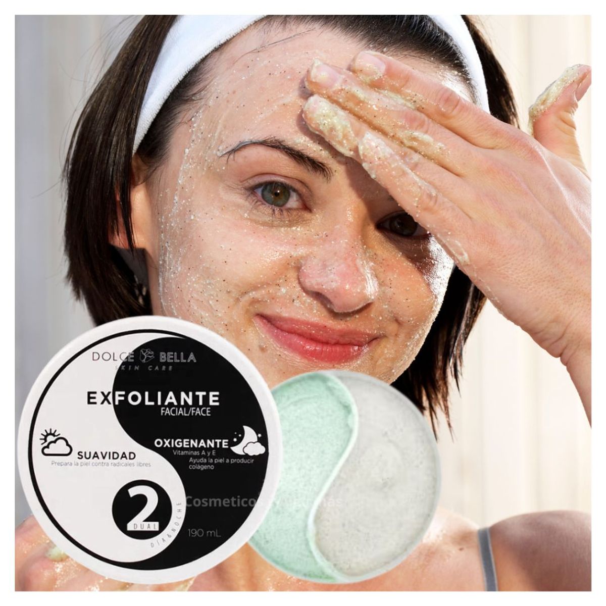 DOLCE BELLA - Duo de exfoliantes faciales DIA Y NOCHE estimuladores de colageno.