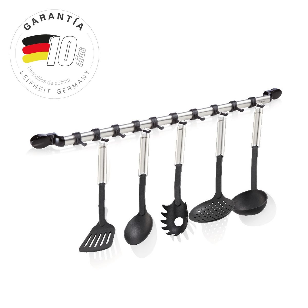 LEIFHEIT - Set de 6 accesorios de cocina de nylon y acero inoxidable