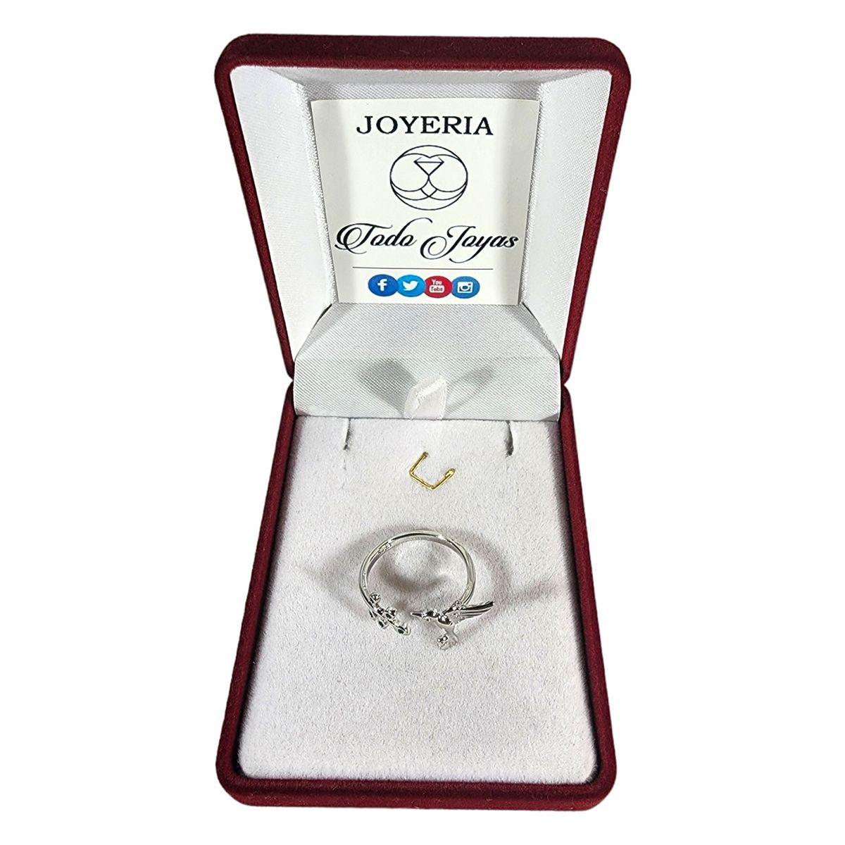 TODOJOYAS - Anillo Colibri Picaflor Hojas Ajustable Plateado