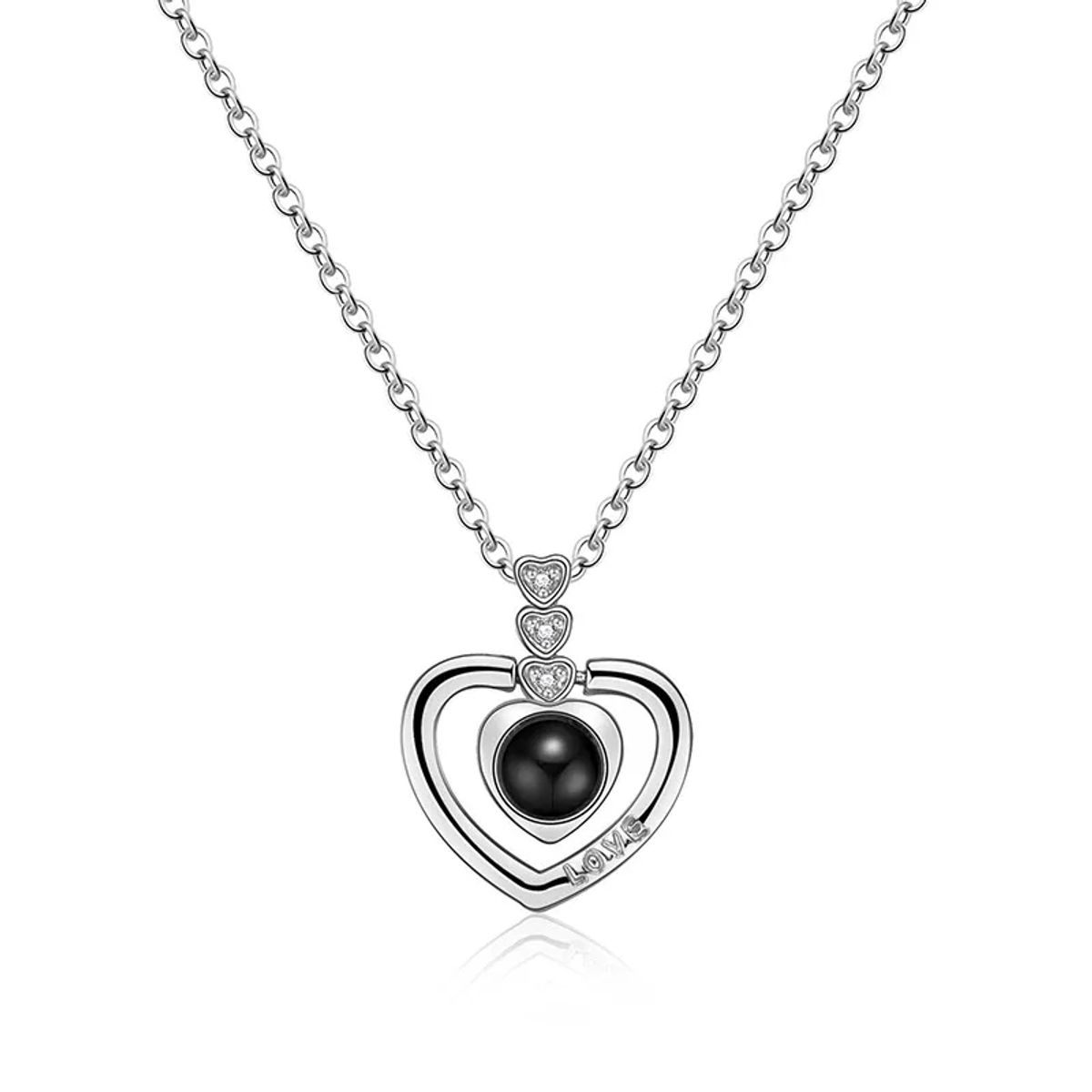 TODOJOYAS - Collar Corazon Te Amo en 100 Idiomas Love Plateado