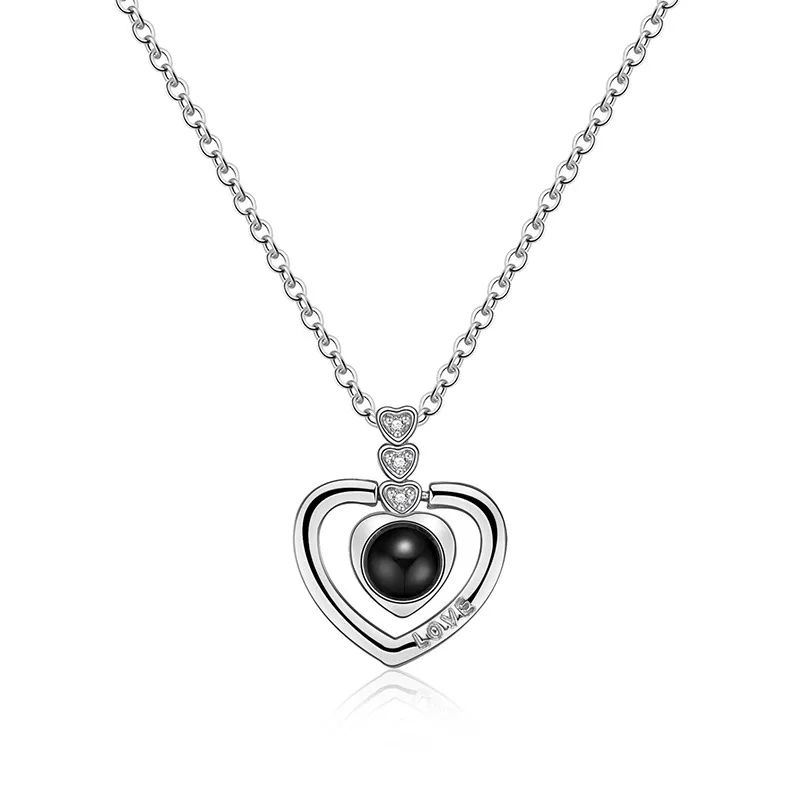 TODOJOYAS - Collar Corazon Te Amo en 100 Idiomas Love Plateado