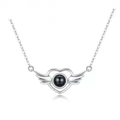 TODOJOYAS - Collar Corazon Alas Te Amo en 100 Idiomas Plateado