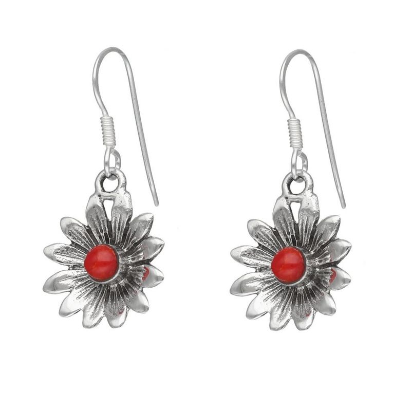 TODOJOYAS - Aros Plata 925 Colgante Flor jaspe