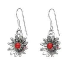 TODOJOYAS - Aros Plata 925 Colgante Flor jaspe