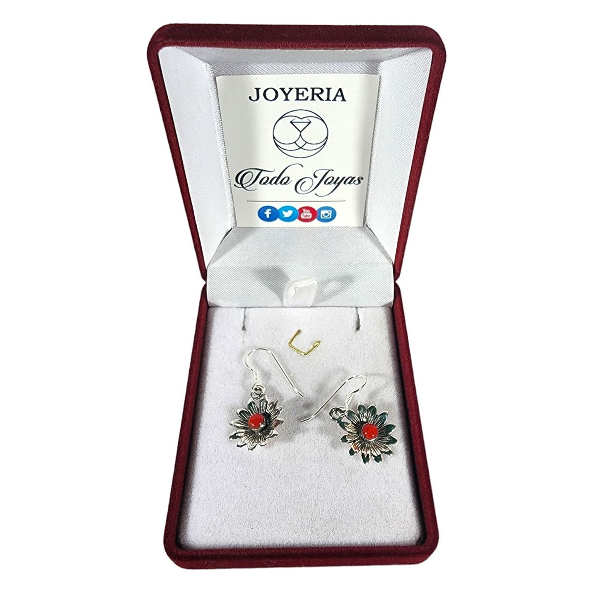 TODOJOYAS - Aros Plata 925 Colgante Flor jaspe