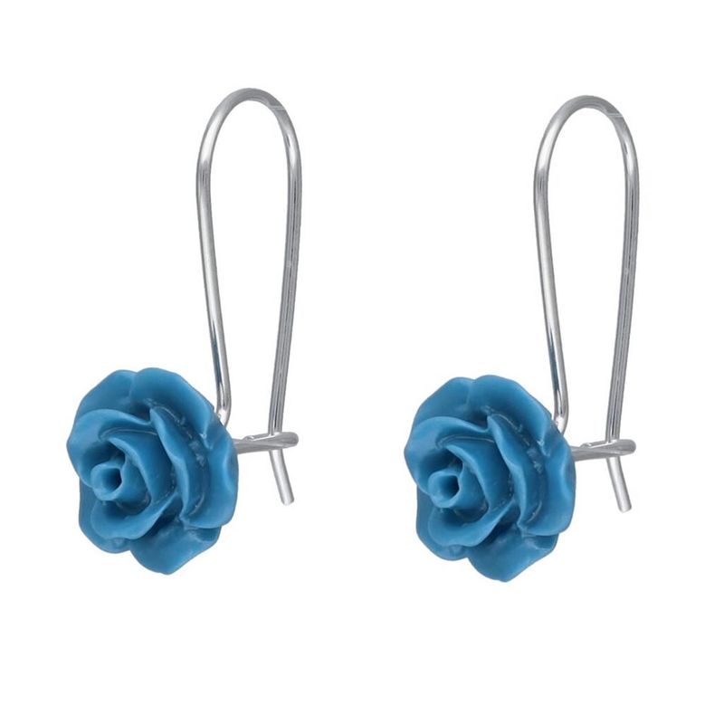 TODOJOYAS - Aros Plata 925 Colgante Flor Turquesa