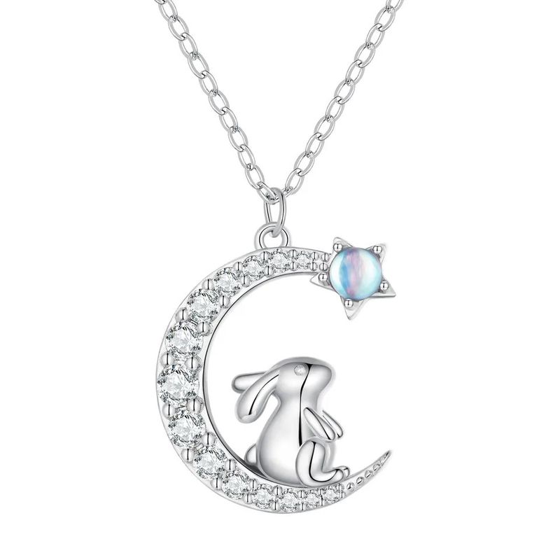TODOJOYAS - Collar Plata 925 Luna y Conejo