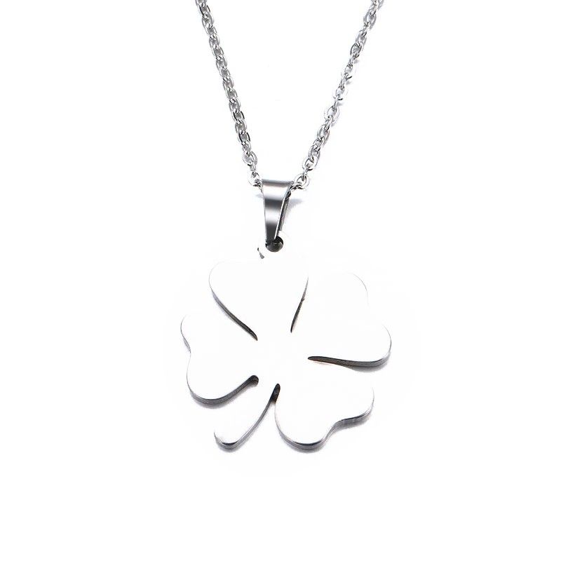 TODOJOYAS - Colgante Collar Trebol 4 Hojas Acero Plateado