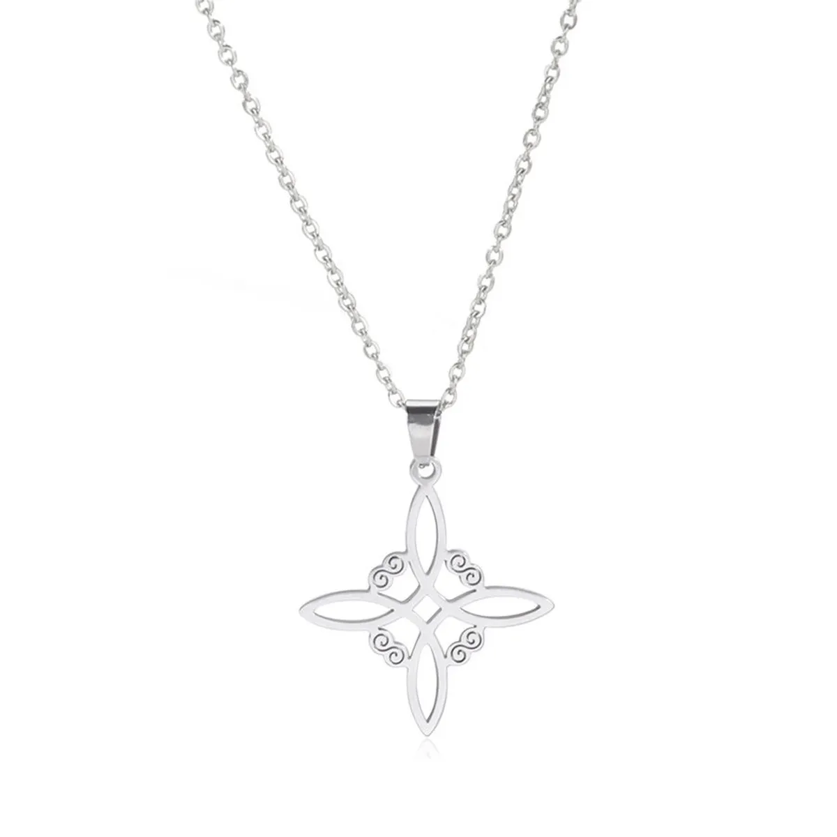 TODOJOYAS - Colgante Collar Nudo de Bruja Acero Plateado