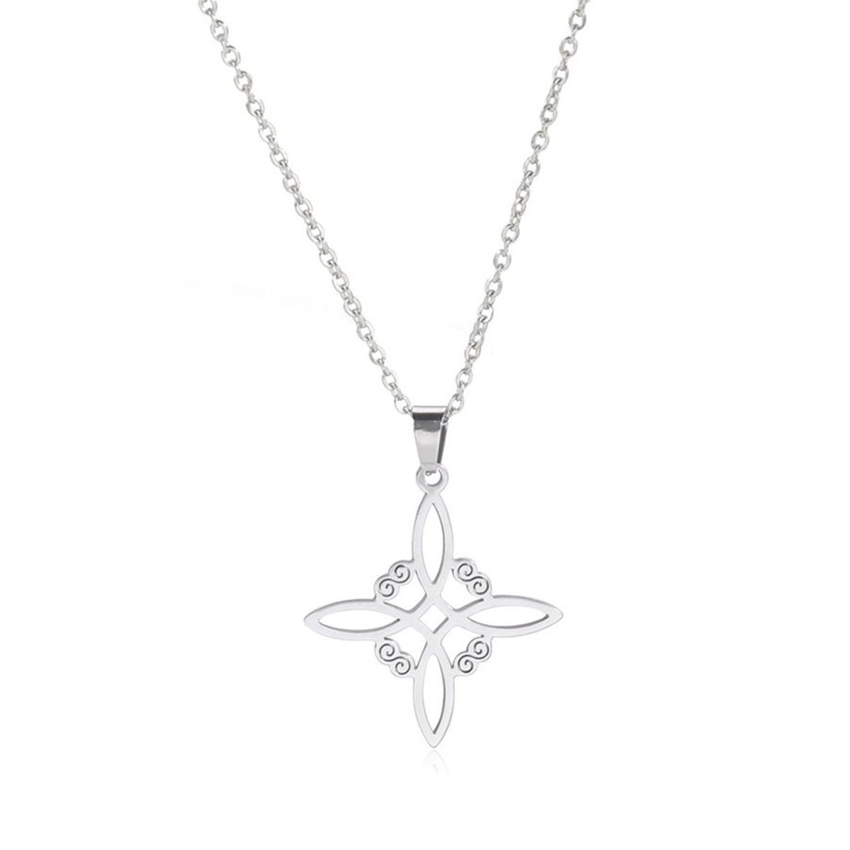 TODOJOYAS - Colgante Collar Nudo de Bruja Acero Plateado