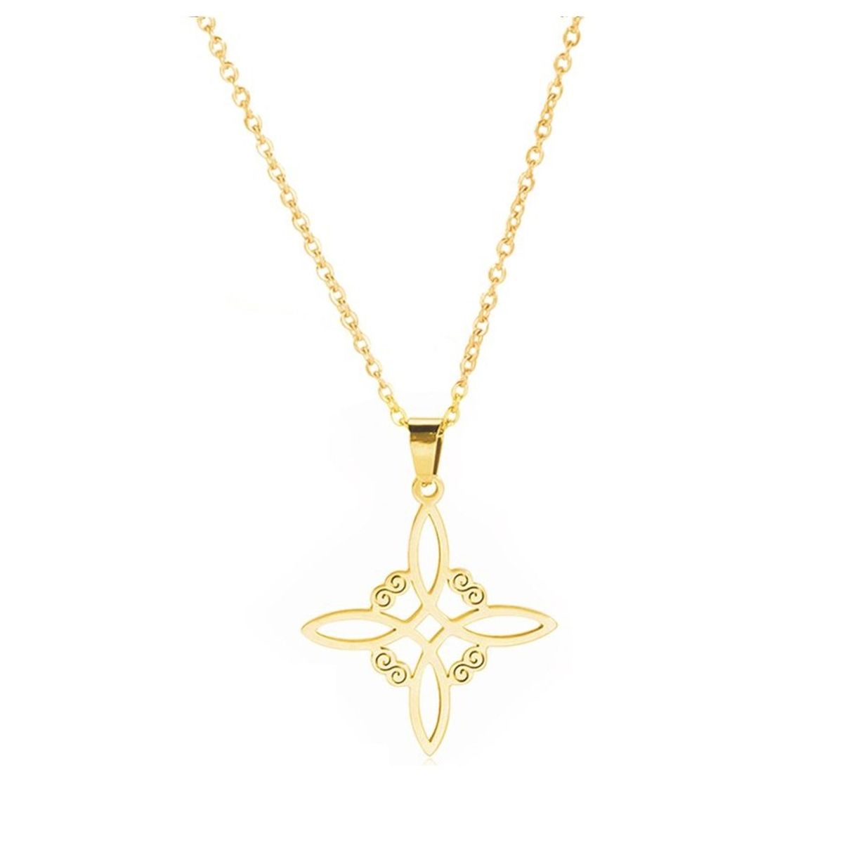 TODOJOYAS - Colgante Collar Nudo de Bruja Acero Dorado