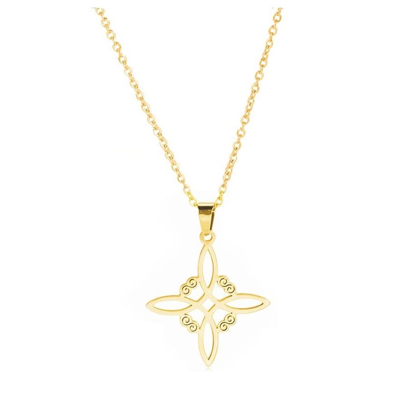 TODOJOYAS - Colgante Collar Nudo de Bruja Acero Dorado